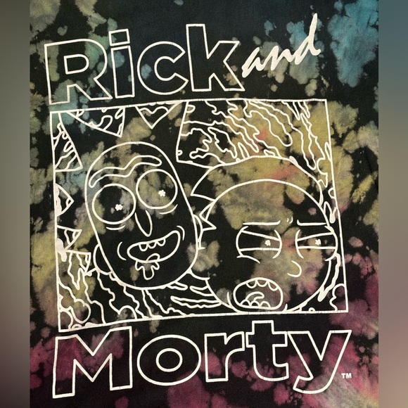 Multicolor tie dyed rick and morty graphic tee shirt - Picture 3 of 4